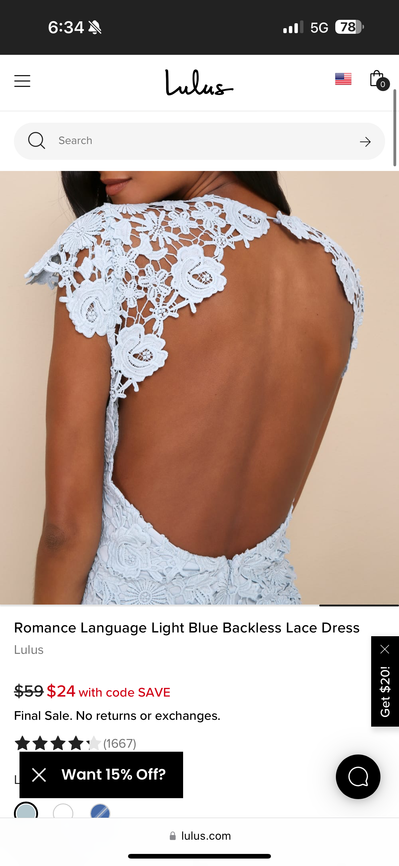 Lulus Backless Lace Dress